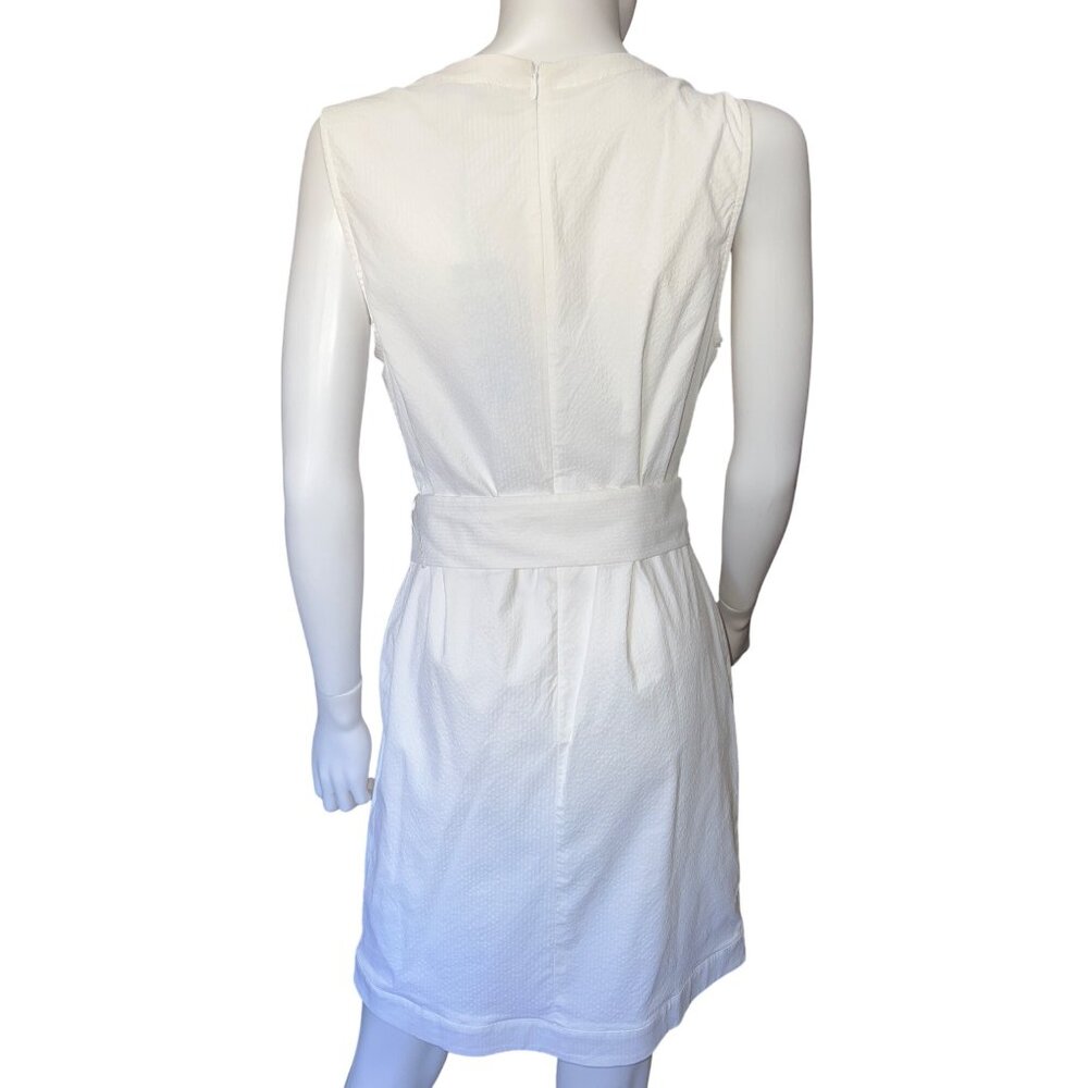Southern Tide Dress Womens 6 White Nylon Blend Seersucker Belted Casual NWT - Picture 2 of 9